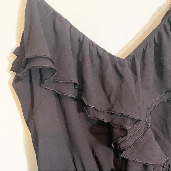 H&M Womens V-Neck Sleeveless Layered Hem Ruffle Trim Dress Black Size 8 - Picture 10 of 14